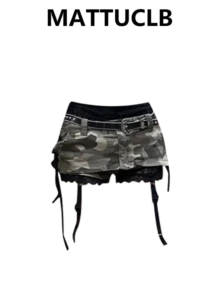 Gyaru – jupe-culotte de Camouflage pour femmes, Coquette, Harajuku Shoujo, esthétique des années 200