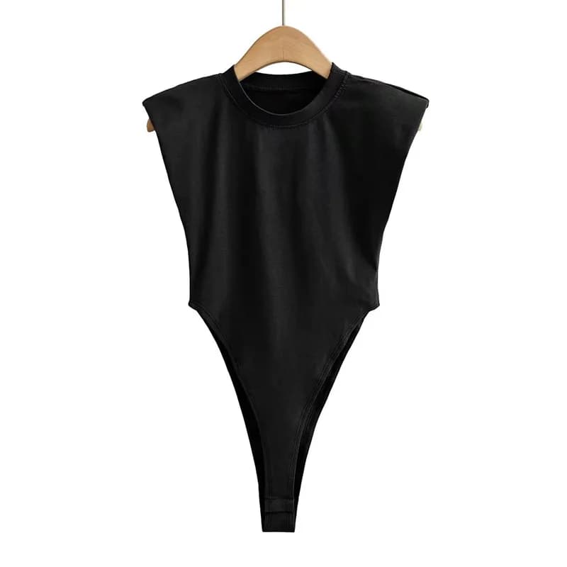 Hauts sexy pour femmes, combinaisons moulantes d'été, body à épaules rembourrées, body basique sans
