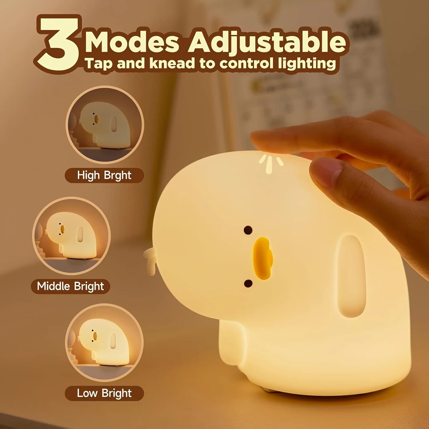 Veilleuse caneton, tactile, rechargeable avec minuterie, idéale pour la décoration de la maison, cho