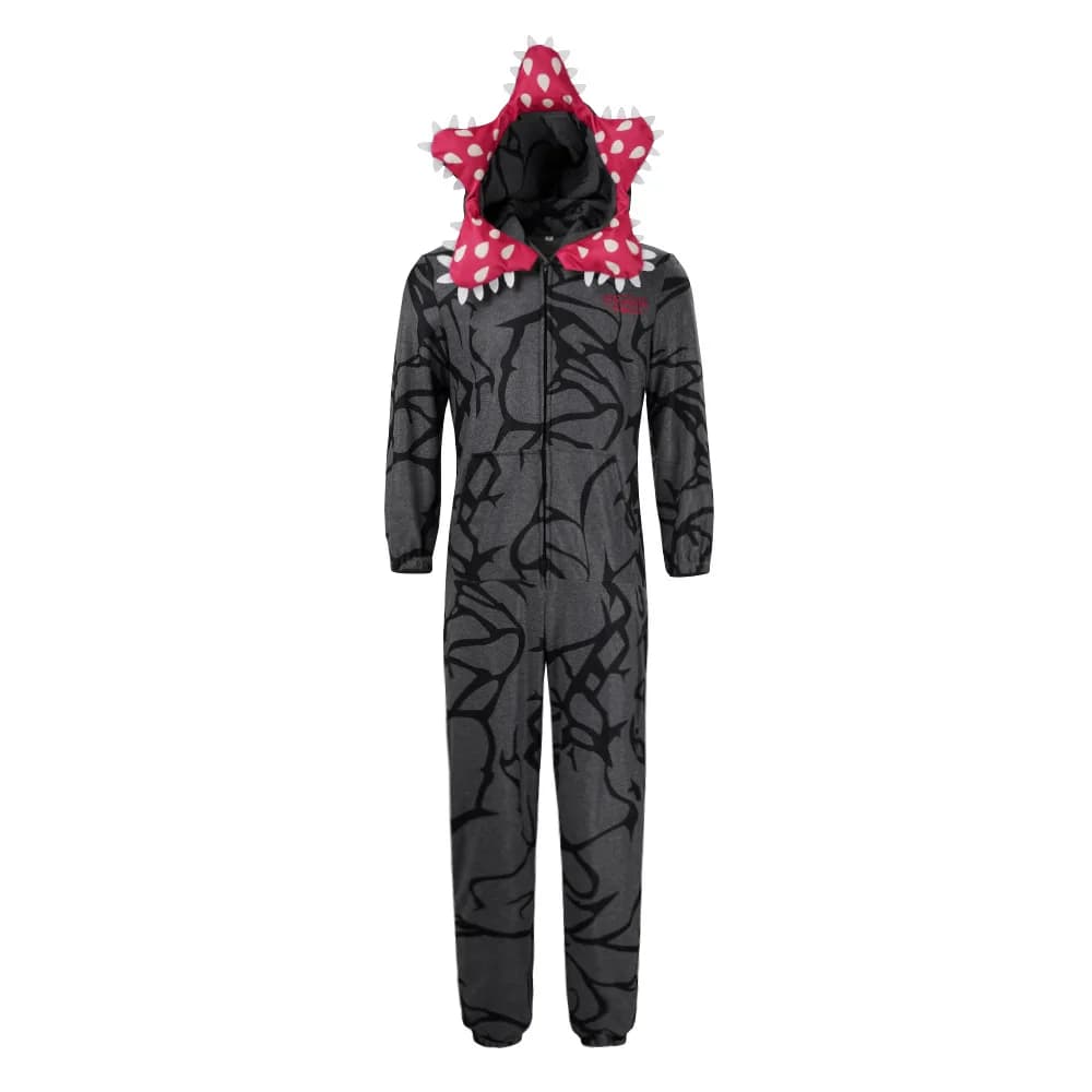 Pyjamas étranges de Noël avec motif de plante Demogorgon - Onesie adulte avec costume de flanelle co