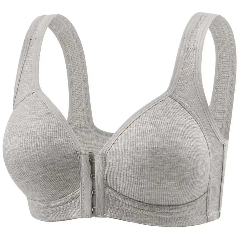 Soutien-gorge pour femmes, fermeture frontale sans fil, couleur unie, couverture complète, bonnets f