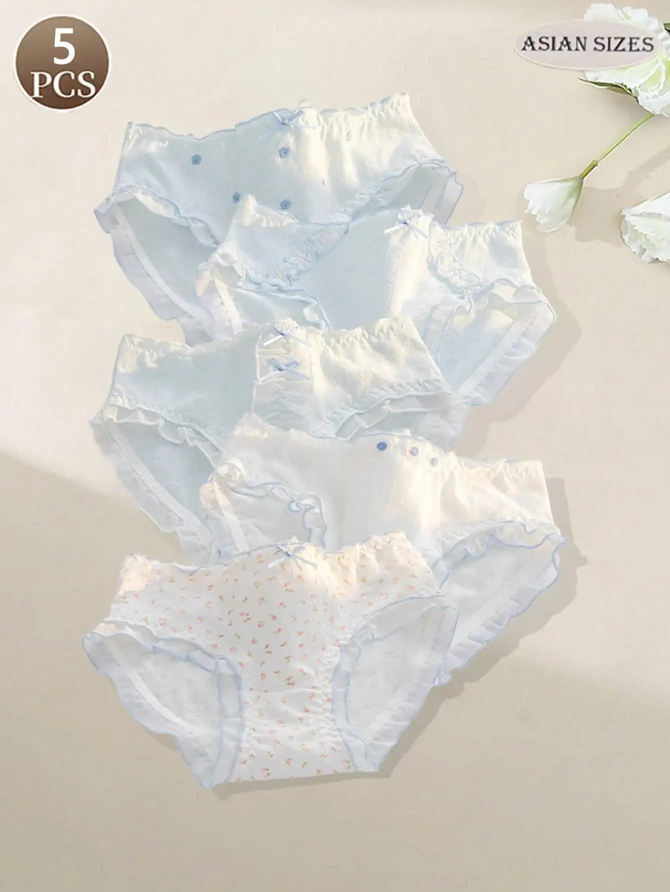 5 pièces femmes culottes romance pastorale slips français culotte femme caleçon douce caruture pur t