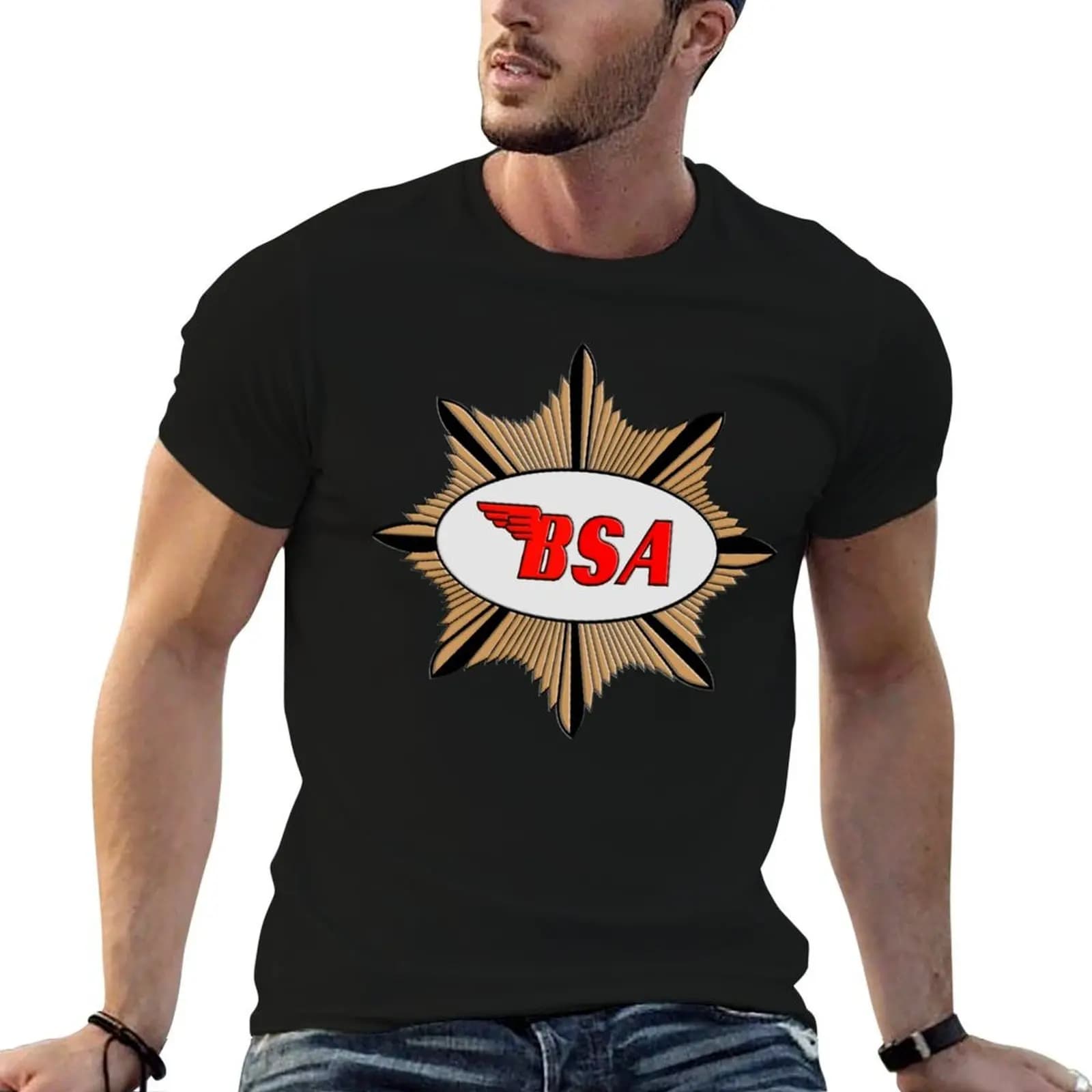 T-shirt avec logo BSA Motorcycles pour homme, t-shirt graphique en coton, t-shirts 100% coton pour h