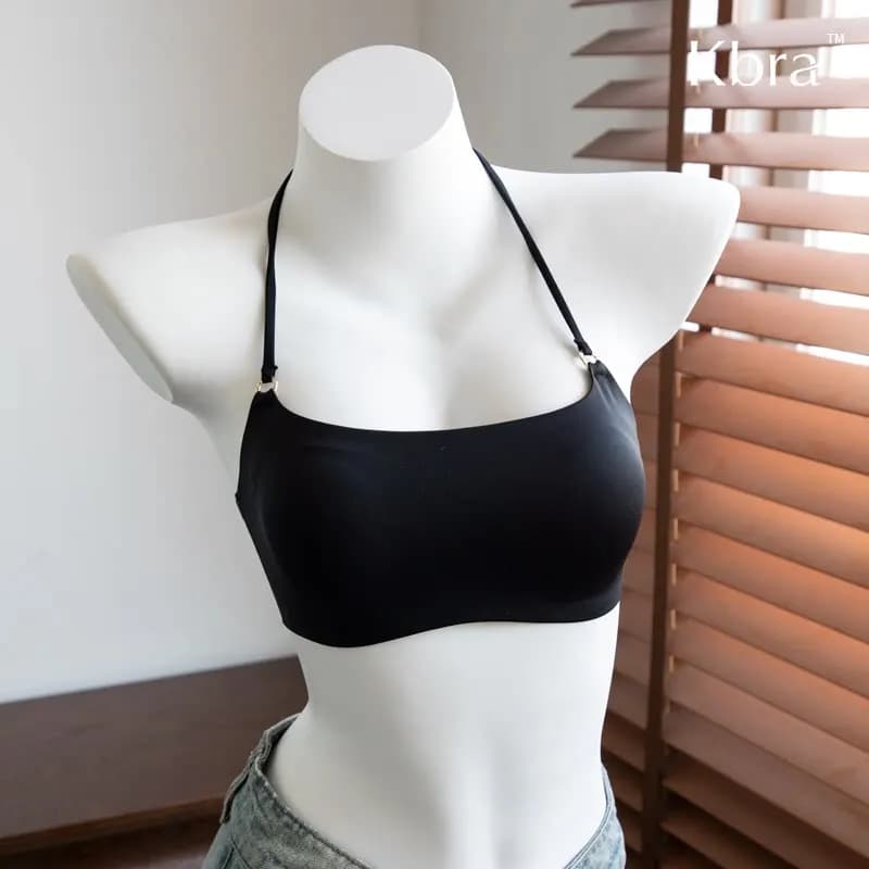 Soutien-gorge Halter sans couture et sans dos pour femme, sans armatures, push-up, anti-affaissement