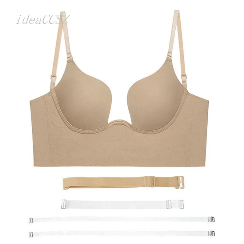 Soutien-Gorge Invisible avec Bretelles Transparentes pour Femme, Sous-Vêtement Sexy à Décolmétrage P
