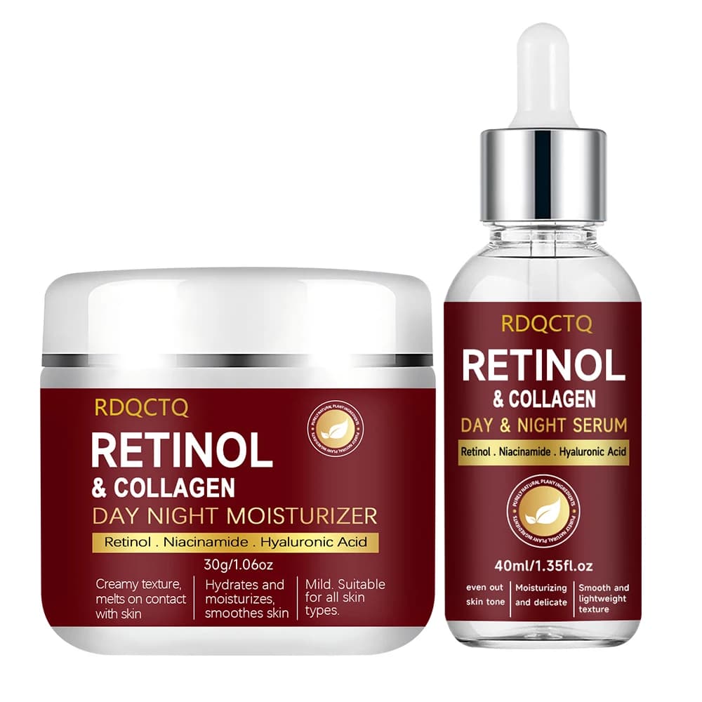 Rétinol Collagène Jour Nuit Essence & Crème 2-Pack | Formule d'acide niacinamide et d'acide hyalur