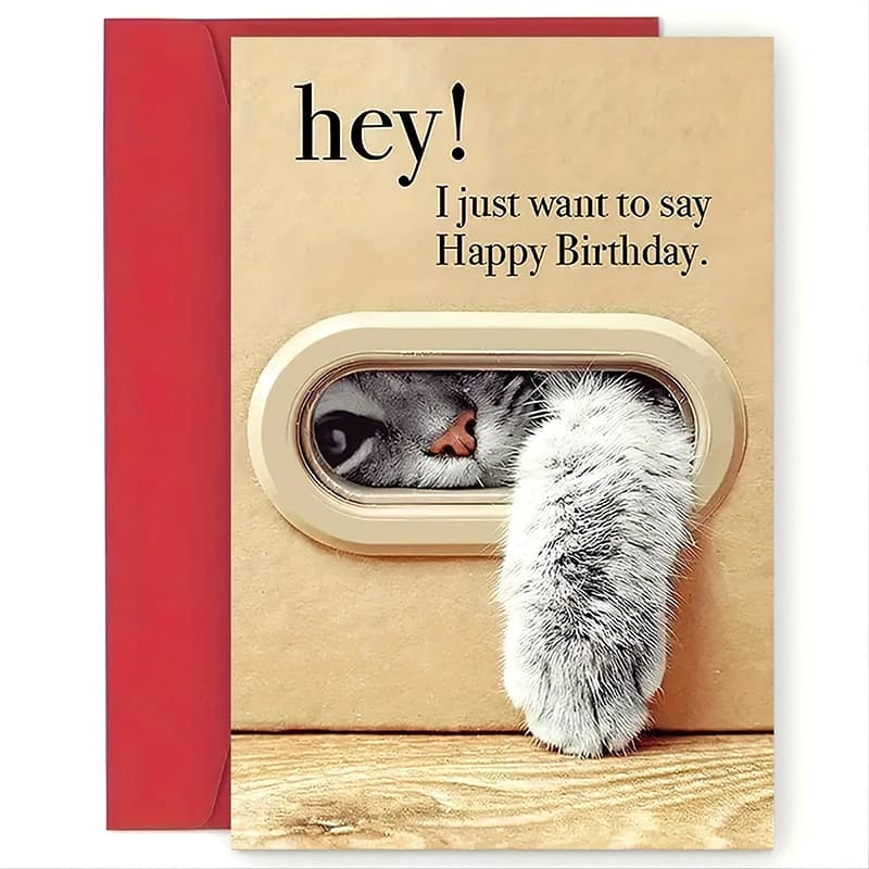 Carte joyeux anniversaire chat mignon avec enveloppe, cartes de vœux Design patte de chat ludique, m