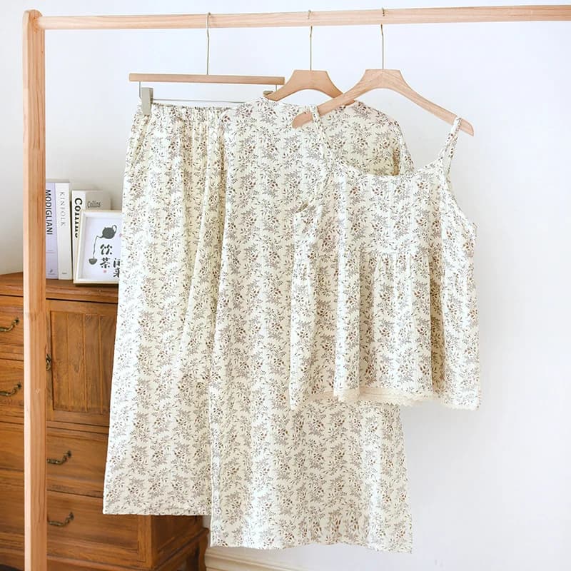 Pyjama en pansement 2023 coton pour femme, robe à manches longues, haut licou, pantalon, ensemble tr