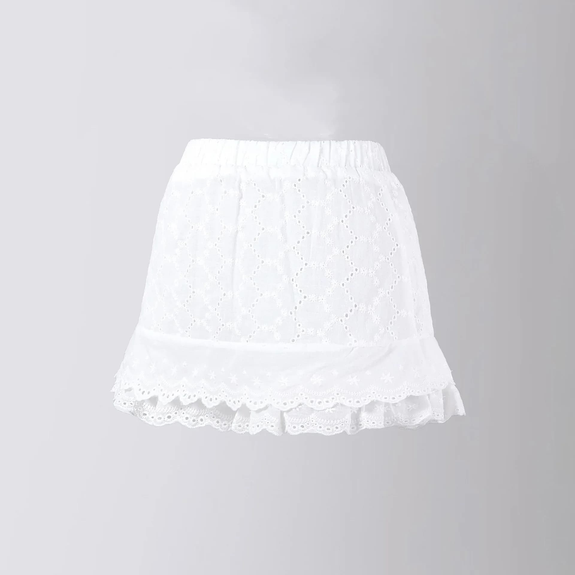 Jupe-short pour filles en dentelle blanche de créateur, taille haute, tendance, respirante, polyvale