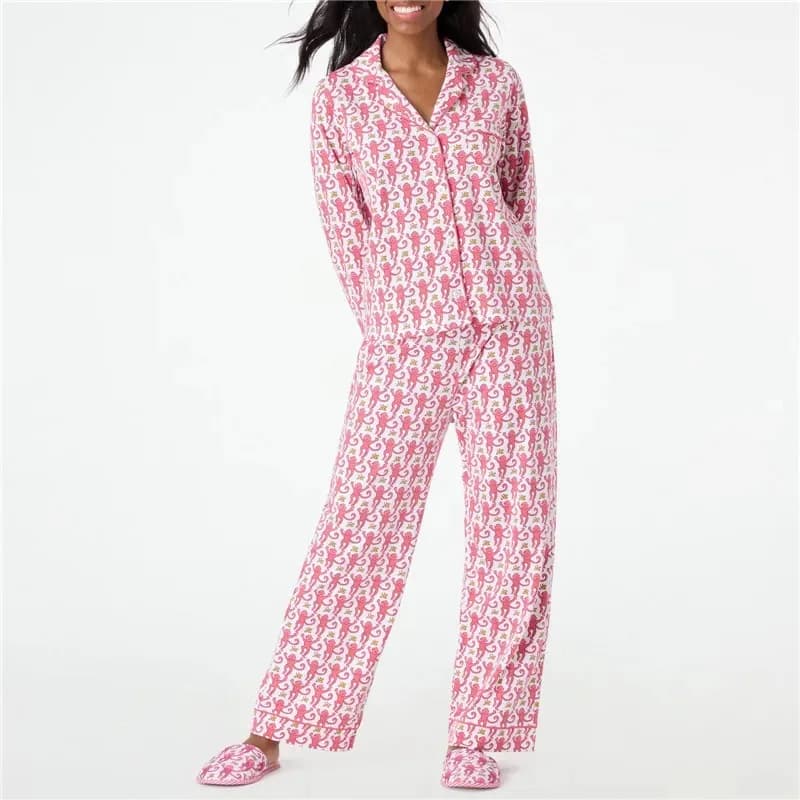 Pyjama Roller Rabbit Monkey, pyjama preppy, ensemble de pyjama mignon pour femmes, pyjama Y2k à manc