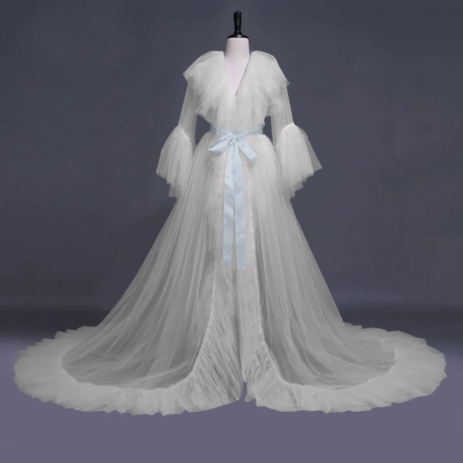 Femmes Robe de mariée dentelle Lingerie mode Sexy Tulle Robe longue Lingerie chemise de nuit peignoi