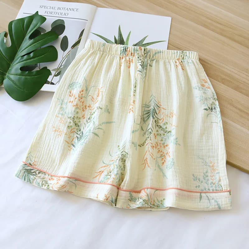 Pantalon de nuit d'été en crêpe de coton pour Couple, vêtements de nuit pour hommes et femmes, short
