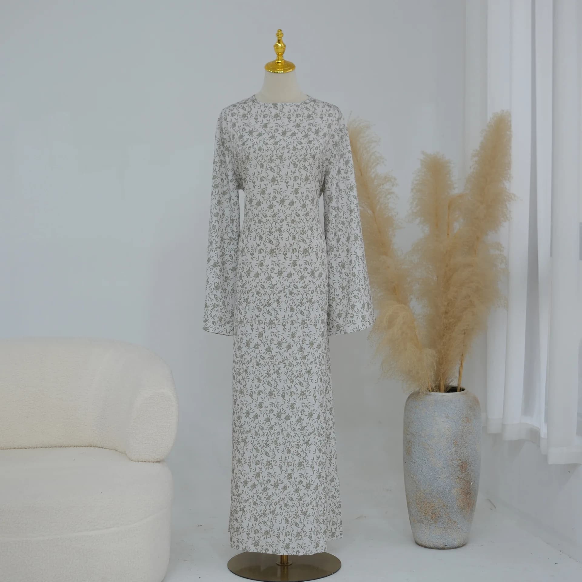 Abaya de luxe style Dubaï pour femme musulmane, robe longue à imprimé floral avec manches larges, ka