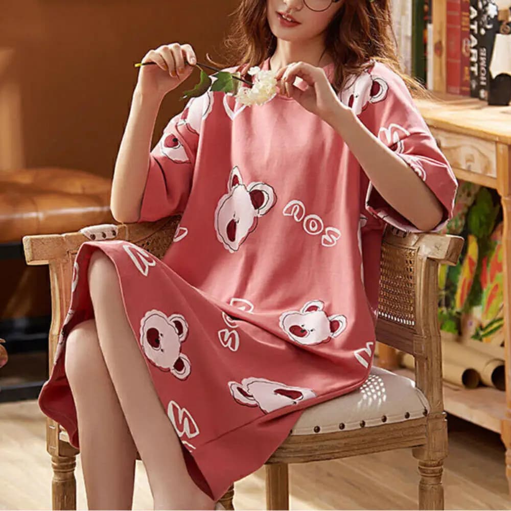 Robe de nuit pour femmes, nouvelle mode, vêtements de nuit, dessin animé, manches courtes, pyjama im