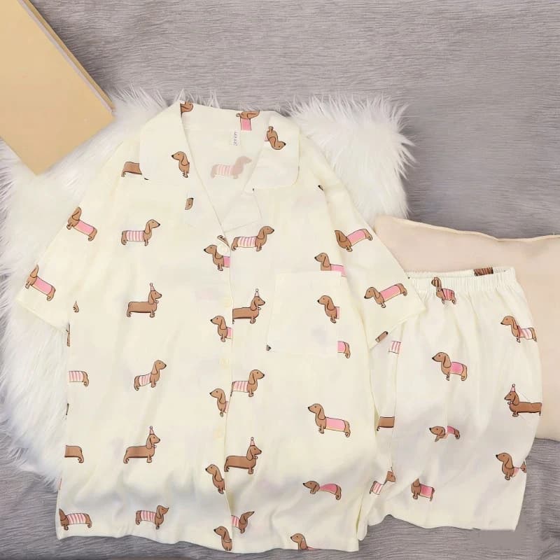 Ensemble de pyjamas décontractés 2 pièces pour femmes, style coréen, motif chat rayé mignon, pour l'