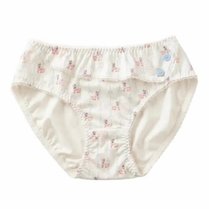 Culottes pour femmes en fibre de lait, taille basse, style Kawaii Lolita, avec nœud, imprimé poupée,