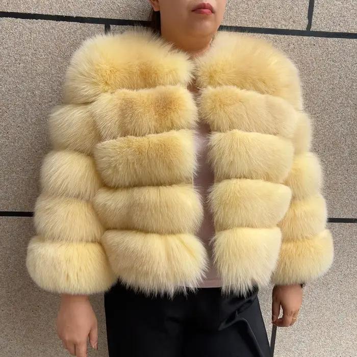 Nouveau manteau de fourrure de renard véritable femmes hiver chaud 100% veste de fourrure naturelle