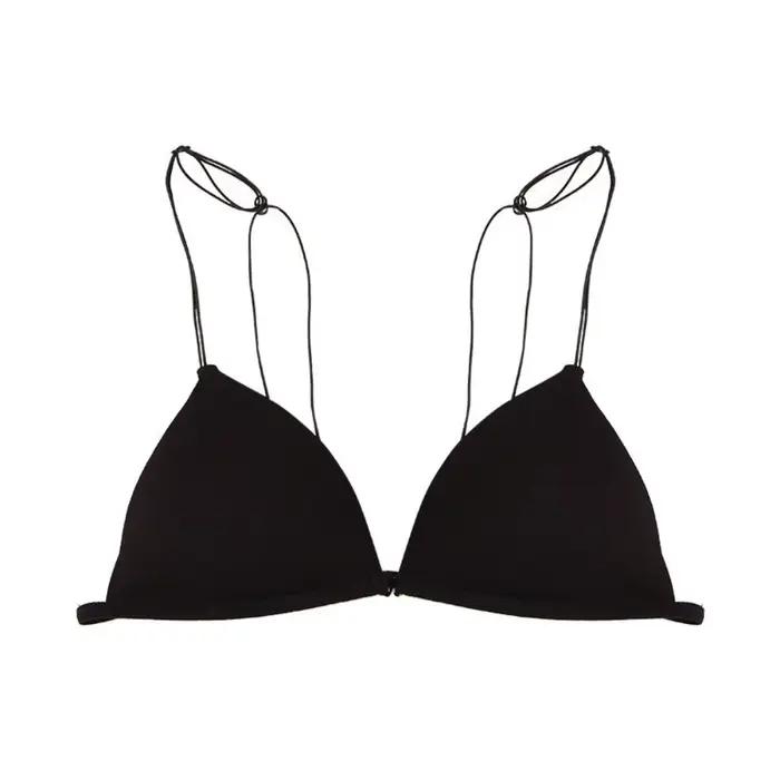 Soutiens-gorge triangulaires respirants pour femmes, soutien-gorge push-up sans fil, couleur unie, fines bretelles, style français, pour filles