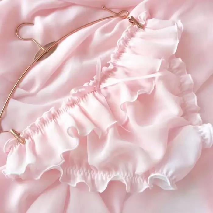 Lolita – sous-vêtements Sexy taille basse, à volants, respirants, doux, couleur unie, slips avec nœud papillon, culottes de fête privée, Costumes