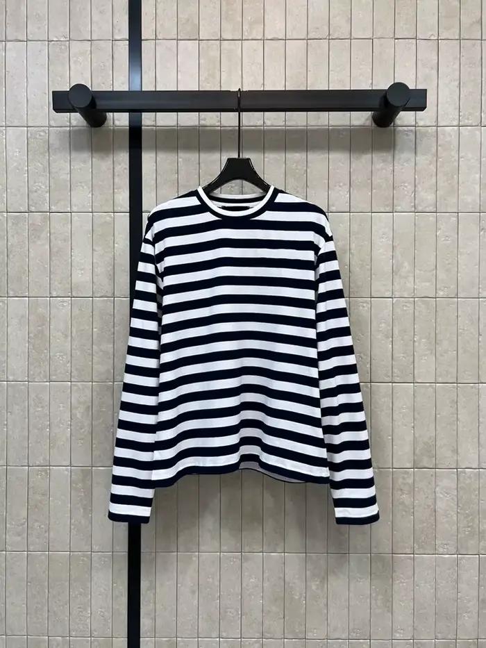 Pulls en coton tricoté rayés décontractés pour femme, col rond, manches longues, coupe ample, style