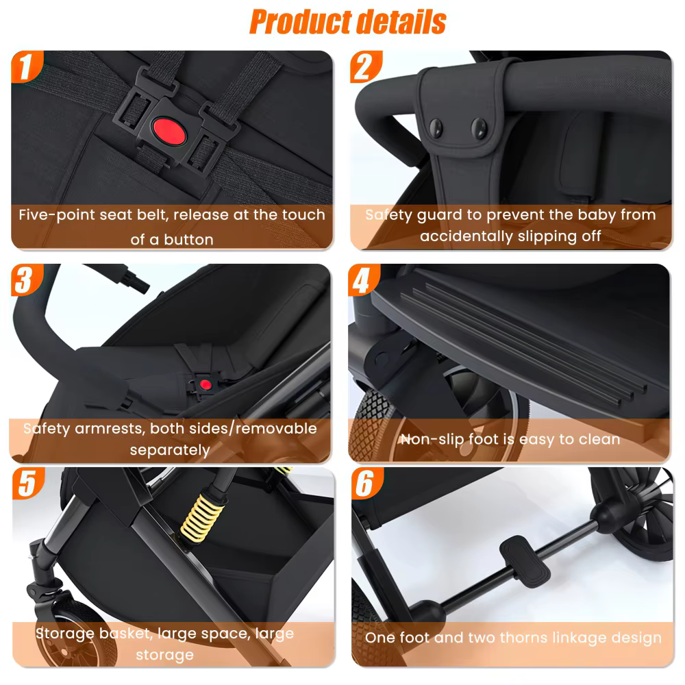 Poussette de luxe OWJHE pour bébé, ultra-légère et portable, avec amortisseurs, idéale pour les nouv