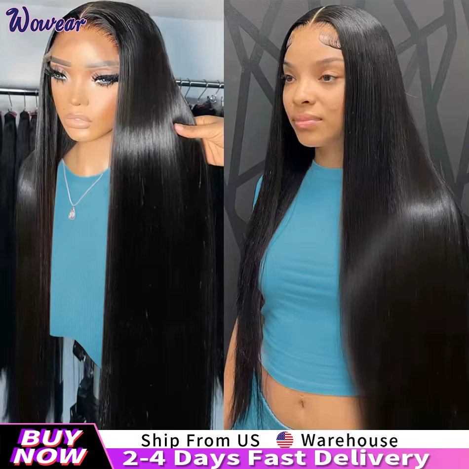 Sophia-Perruque Lace Front Wig Naturelle Lisse, Cheveux Humains, HD, 13x4, 40 Pouces, pour Femme
