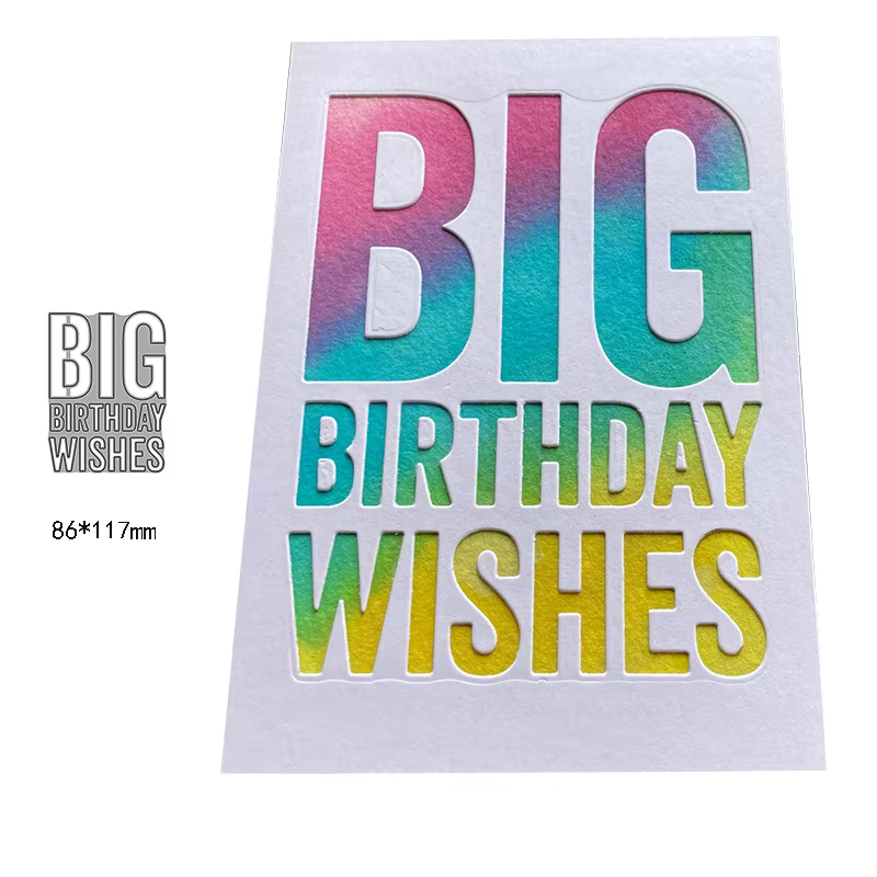 Matrices de découpe en métal pour Scrapbooking, écriture succulente, phrase joyeux anniversaire, poc