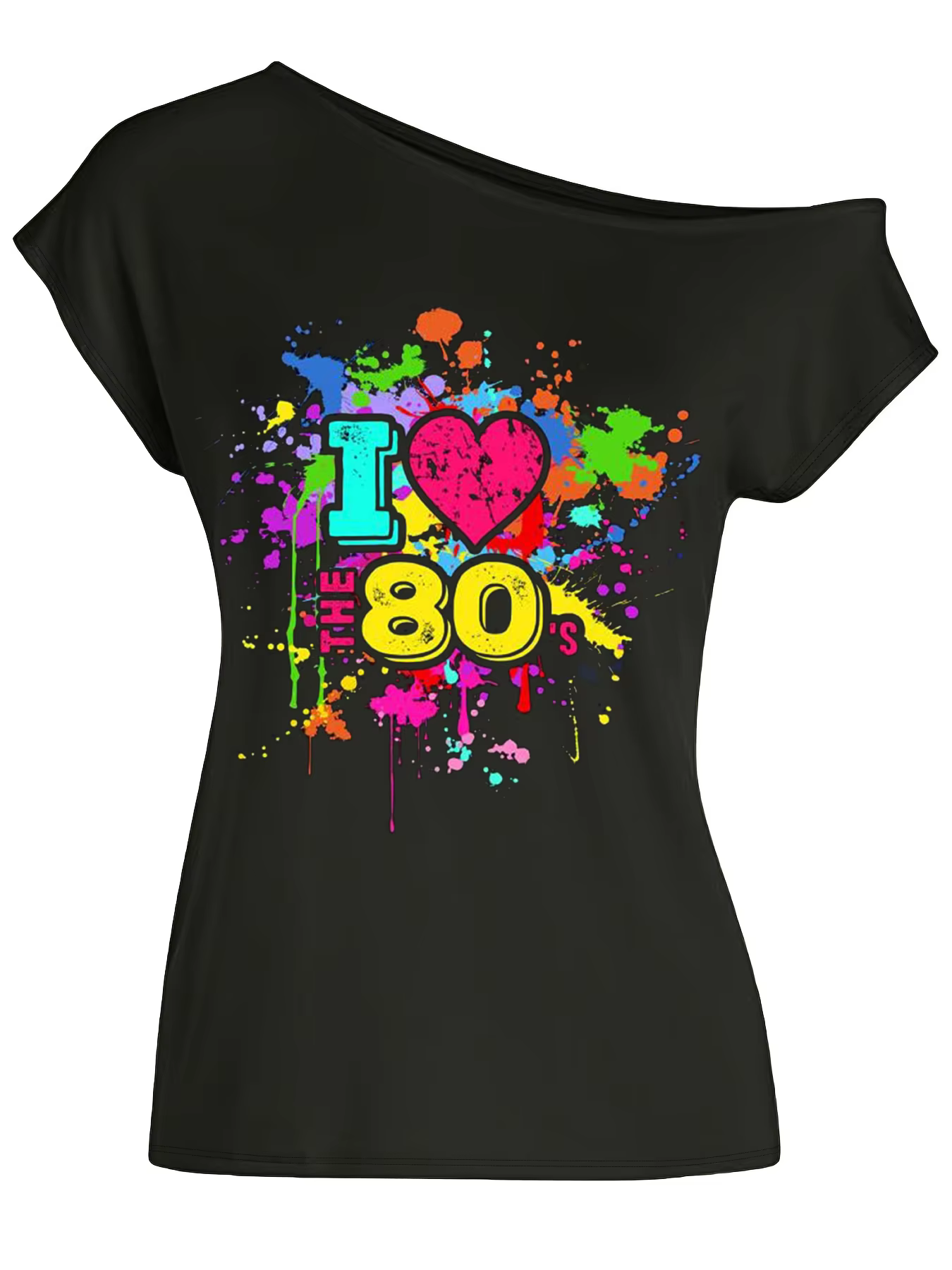 Costume des années 80 pour femme, t-shirt à épaules dénudées, nouveauté, haut néon, vêtements pour C