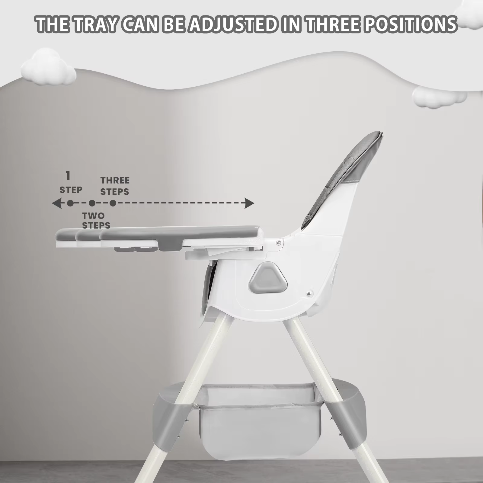 Chaise haute pliable pour bébé (6+ mois) : grand coussin antidérapant, porte-jouets et conception d'