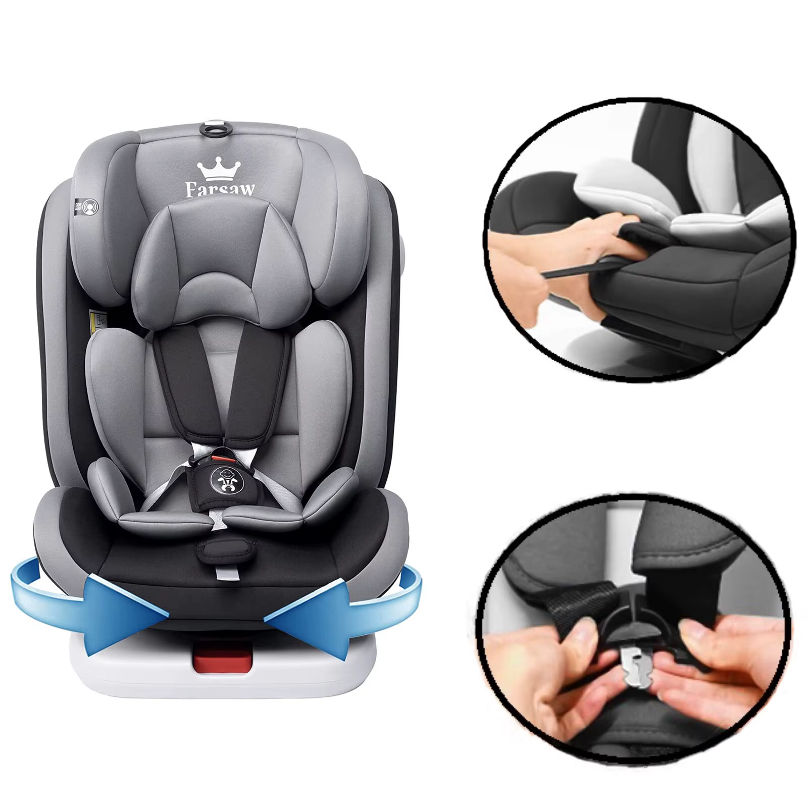AP02 KL005 Siège auto bébé siège enfant rotatif à 360° avec ISOFIX et position de repos, groupe 0+1/
