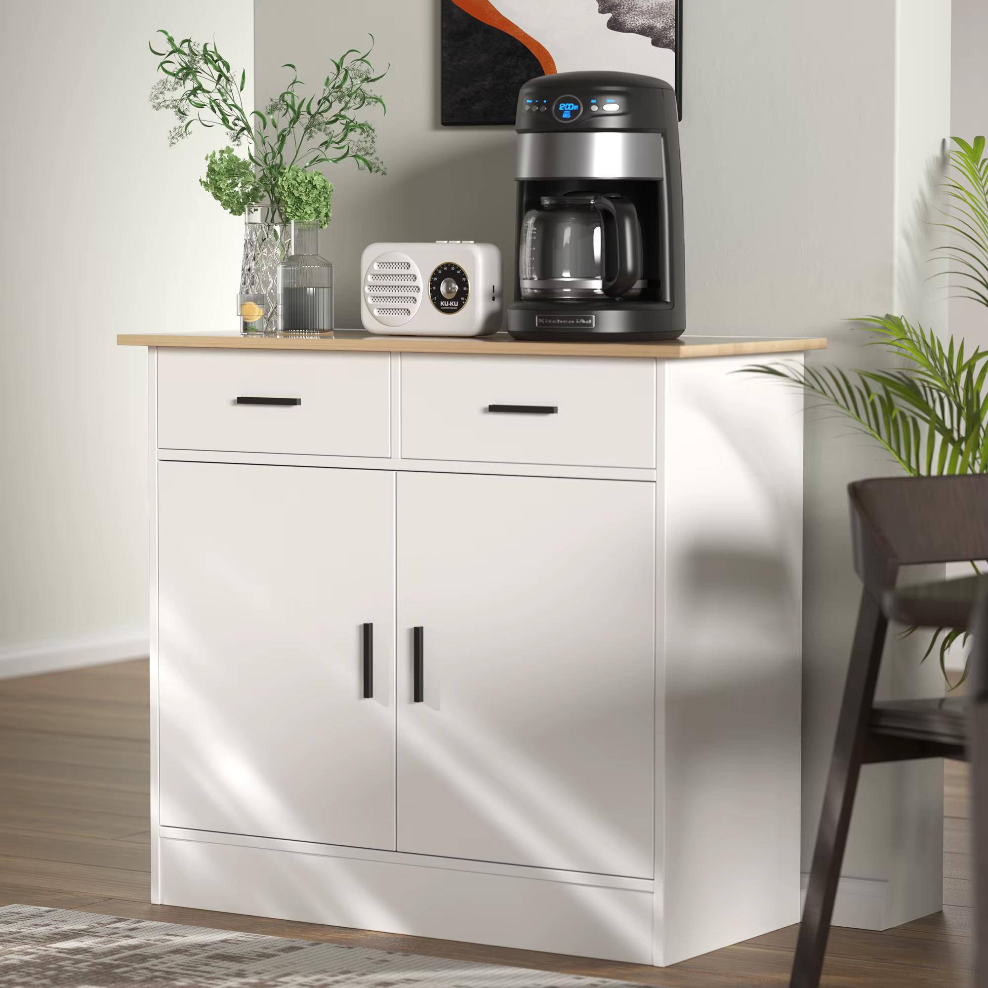Armoire de rangement de planche avec portes, tiroirs de proximité et étagère flexible, buffet de tab