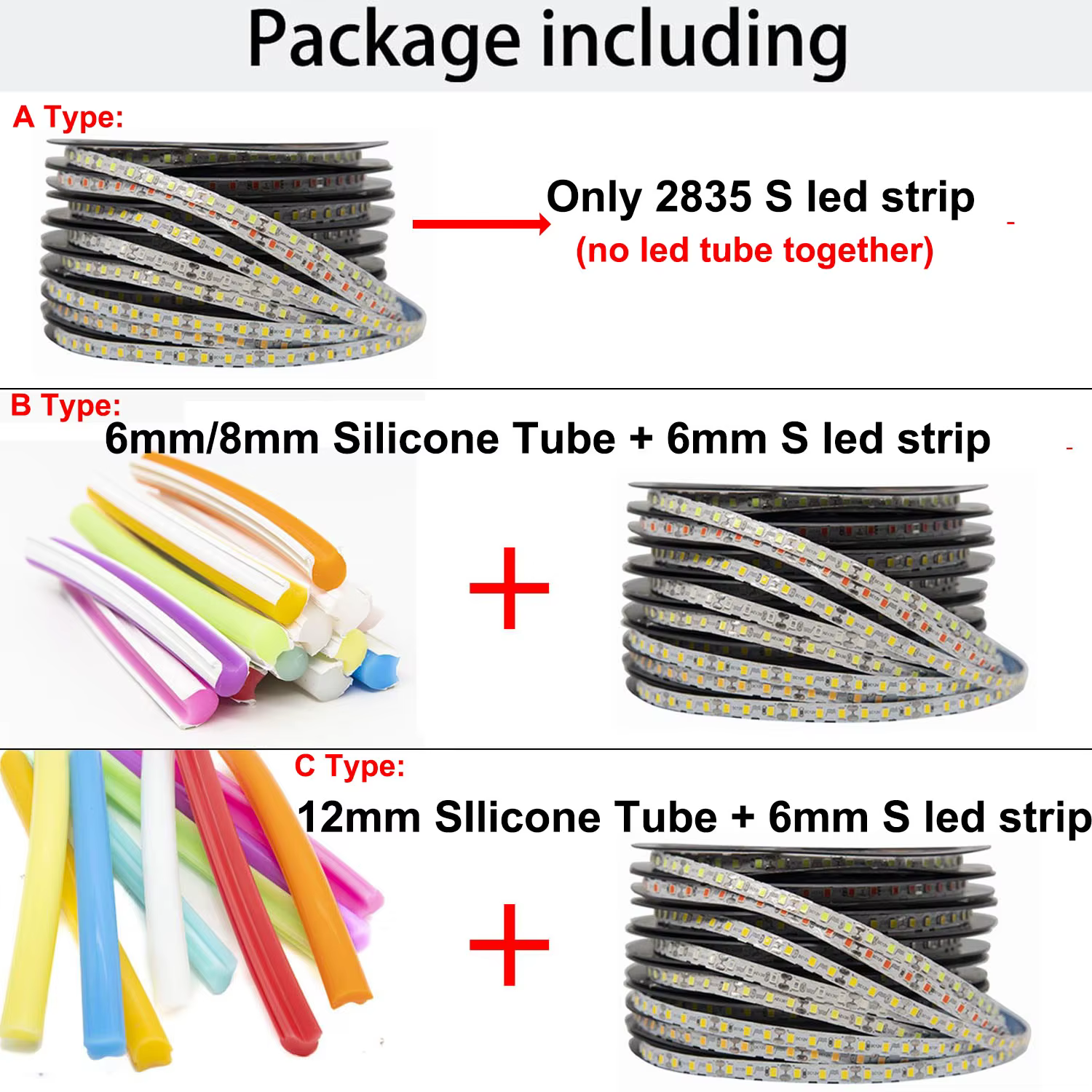 DC12V 1m-10m bricolage néon séparé Silicone bande néon 6mm 8mm 12mm S pliable nouvellement Flexible 