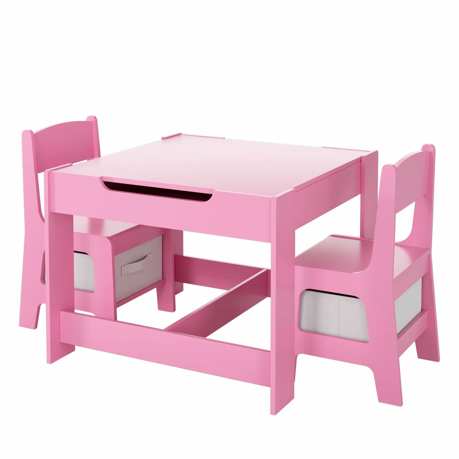 AOOU-Ensemble de table et 2 chaises pour enfants, table d'activité en bois 3 en 1, poignées amovible