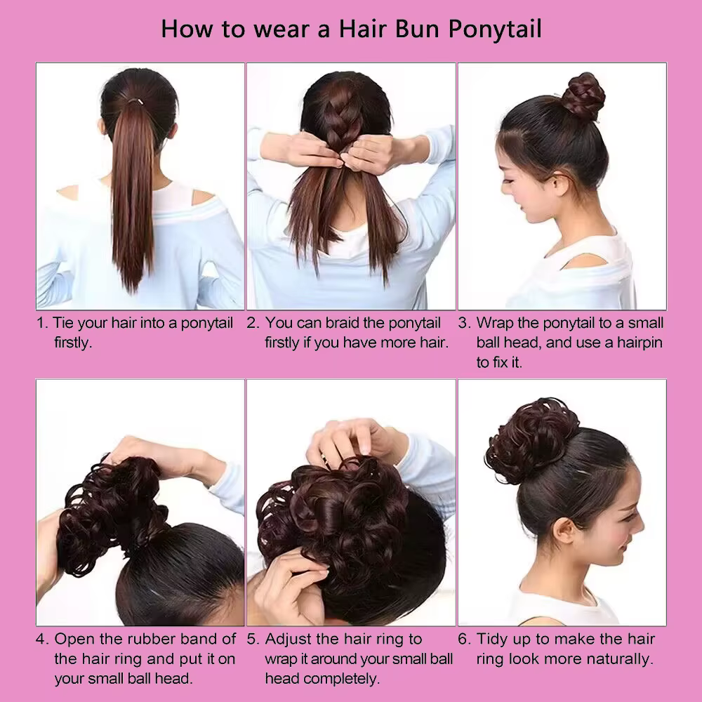 100% cheveux humains chignon vrais cheveux chignon Extensions cheveux naturels brun cheveux désordre