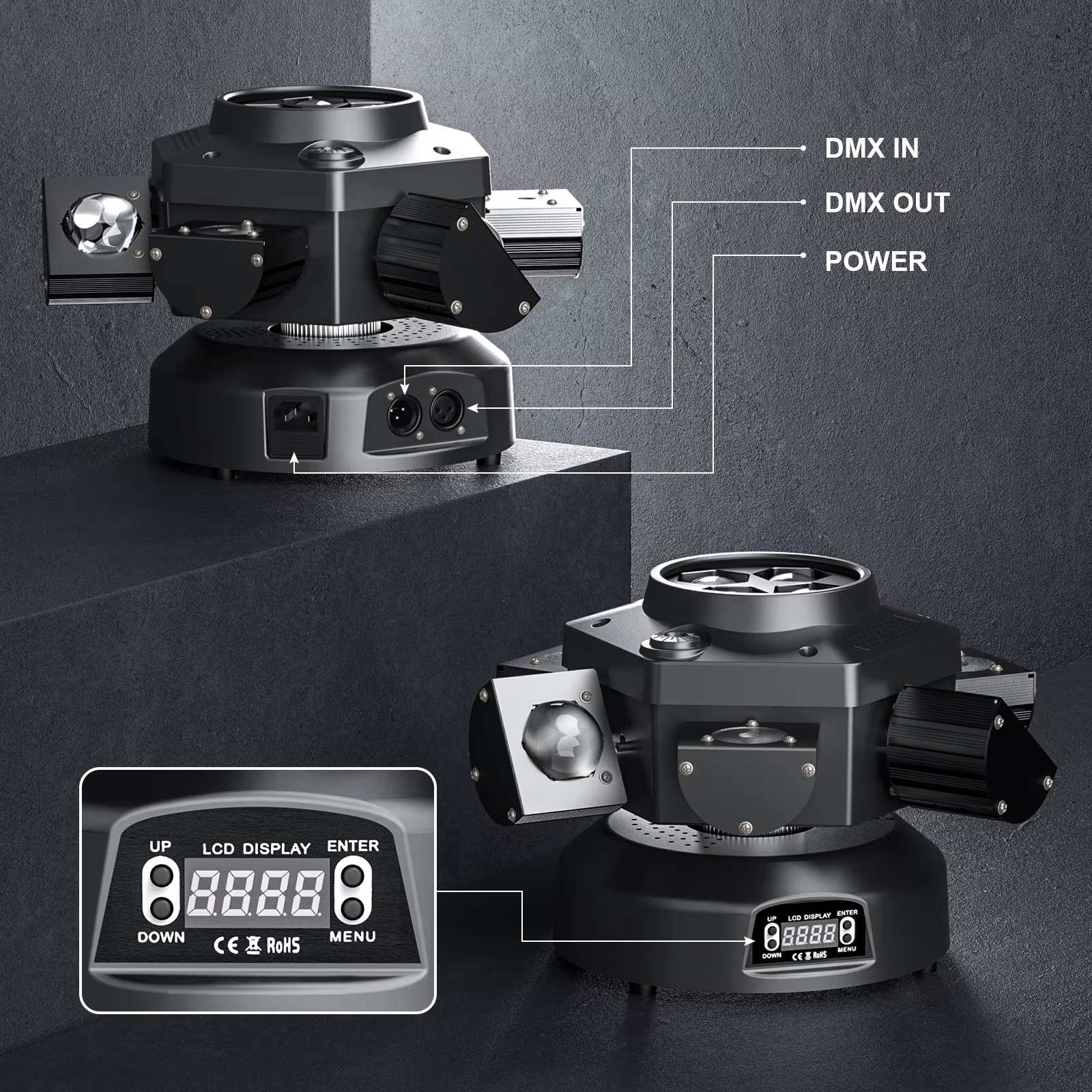 Leleght 200W RGBW 4 en 1 effet de lumière et effet étoilé contrôlé DMX512 activé par le son et maîtr