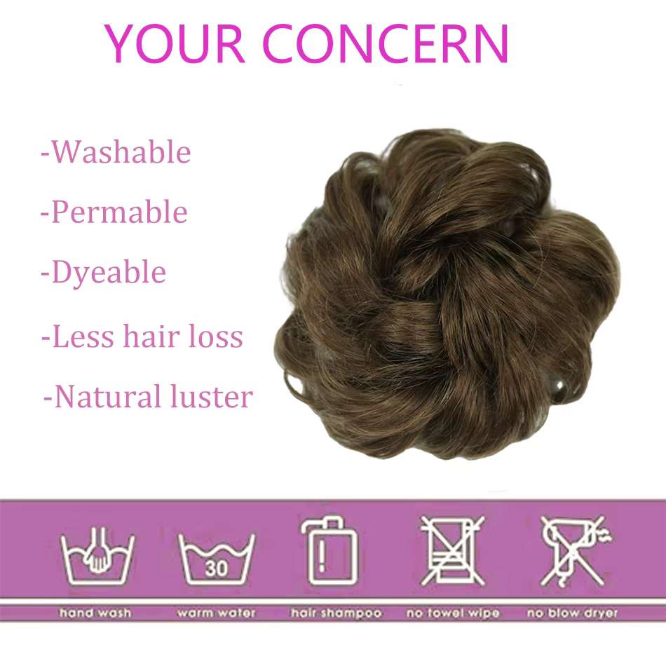 100% cheveux humains chignon vrais cheveux chignon Extensions cheveux naturels brun cheveux désordre