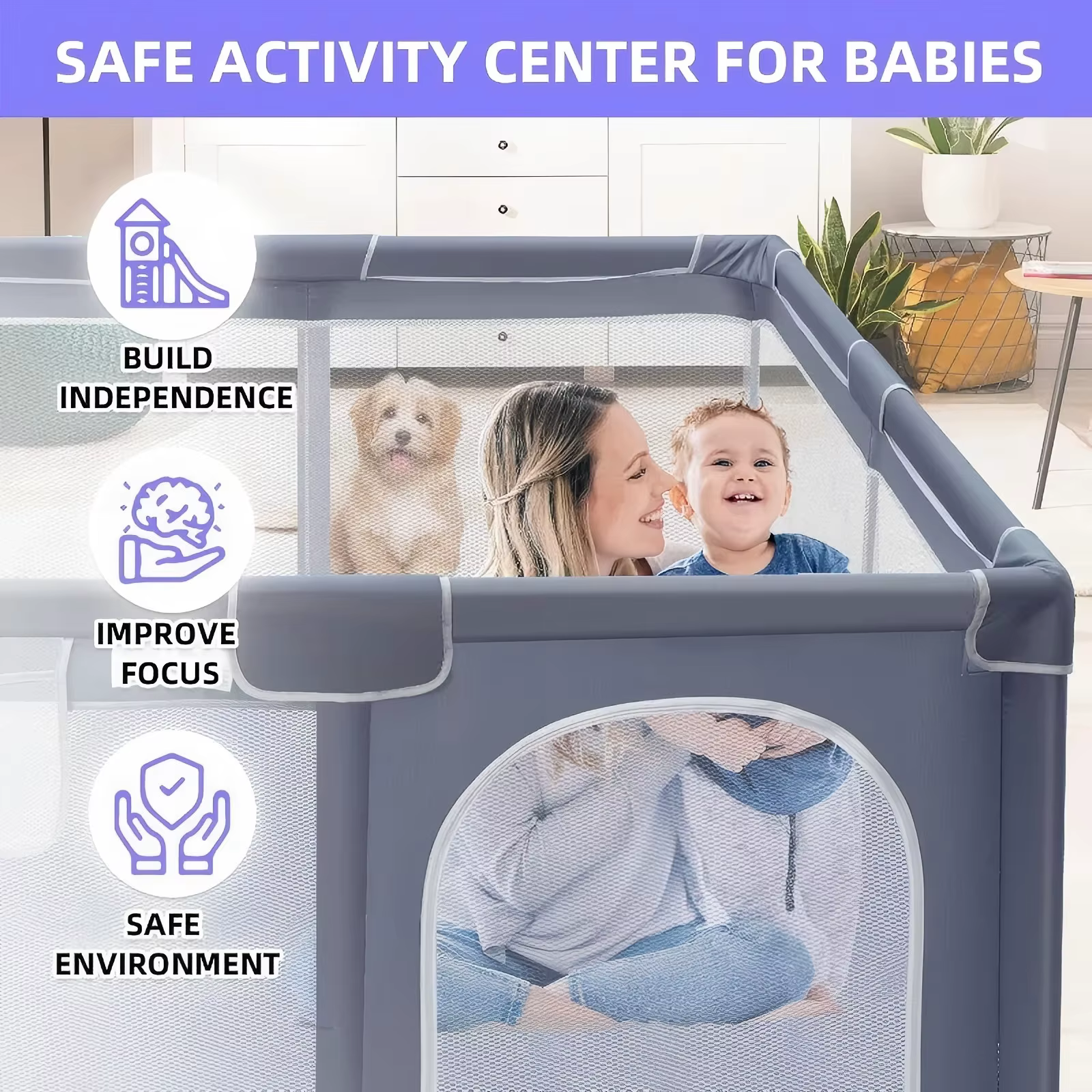 Parc pour bébé, parc de jeu extra large pour une utilisation en intérieur et en extérieur, 360 °   A