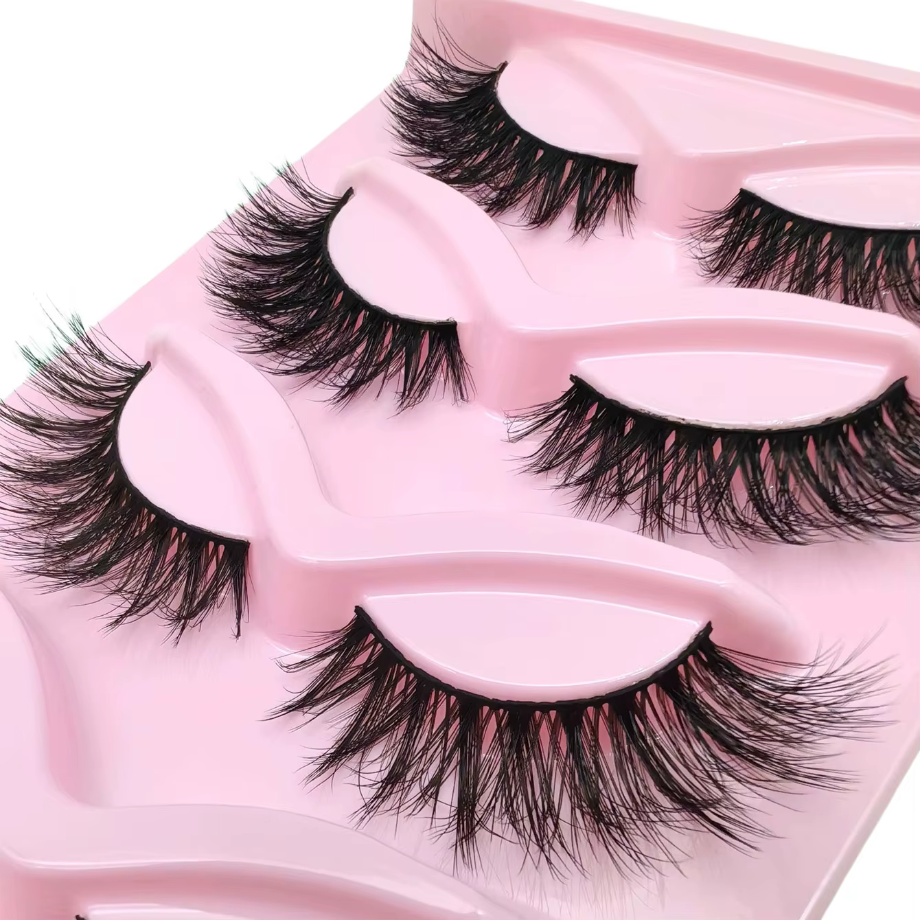 5 paires de cils œil de chat 3D faux cils naturels moelleux doux croix bande claire cils Manga cils 