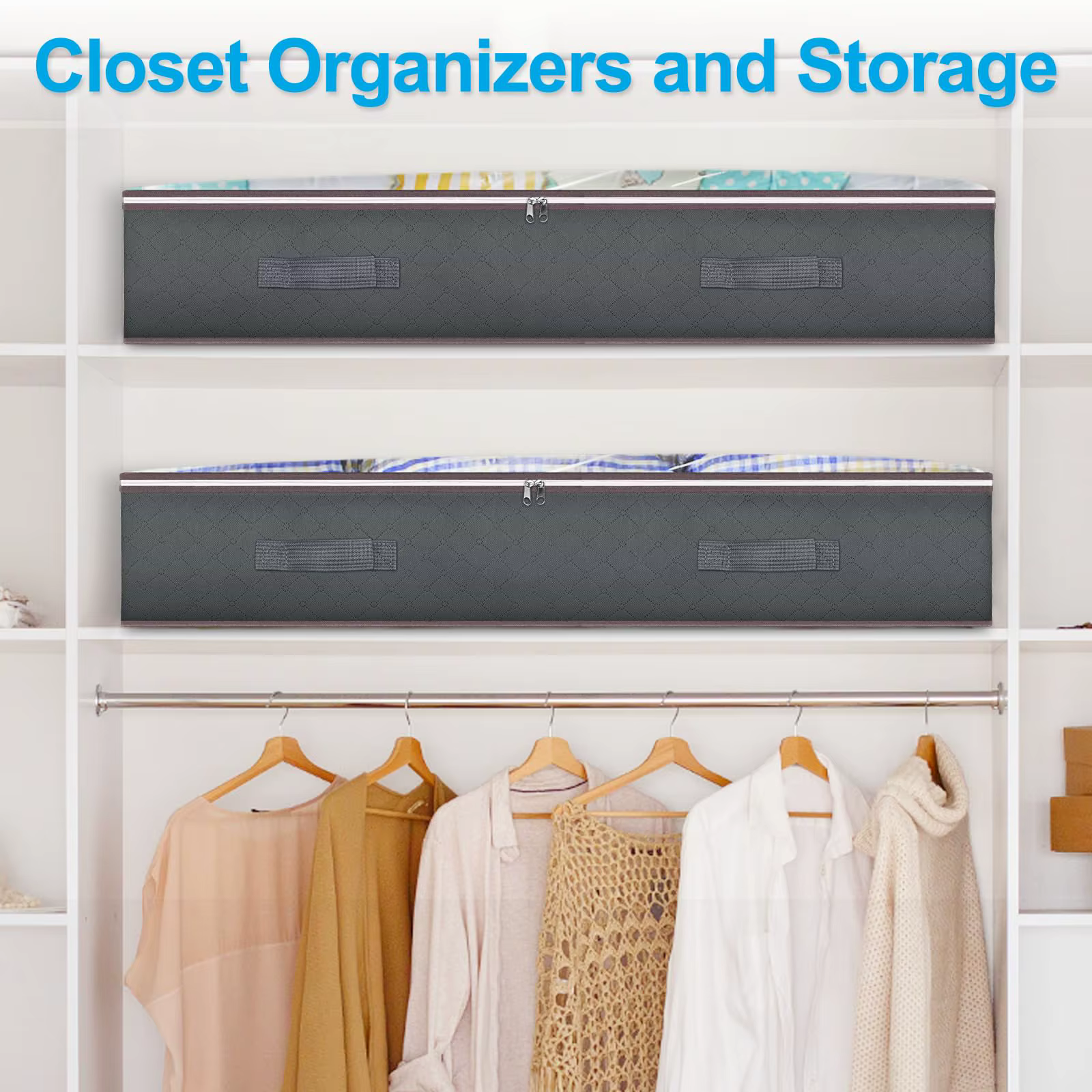 Conteneurs de rangement pliables sous le lit, avec fenêtre transparente, organisateurs de jouets sou