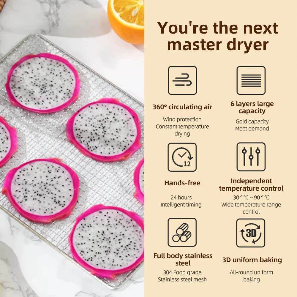 Déshydrateur alimentaire 12 plateaux en acier inoxydable pour aliments pour bébés, fruits, légumes,