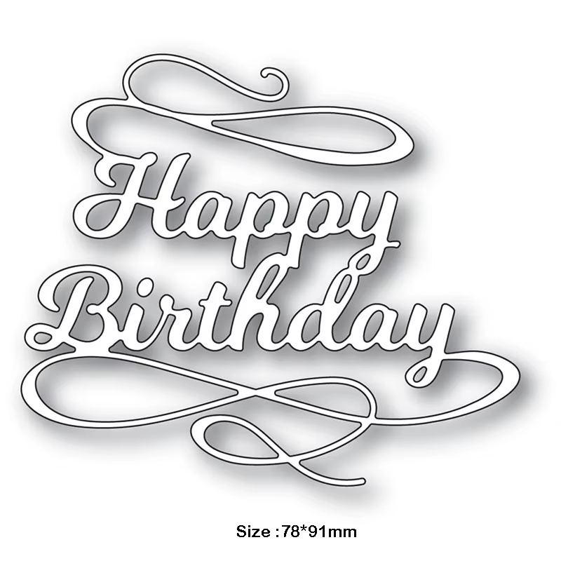 Matrices de découpe en métal pour Scrapbooking, écriture succulente, phrase joyeux anniversaire, poc