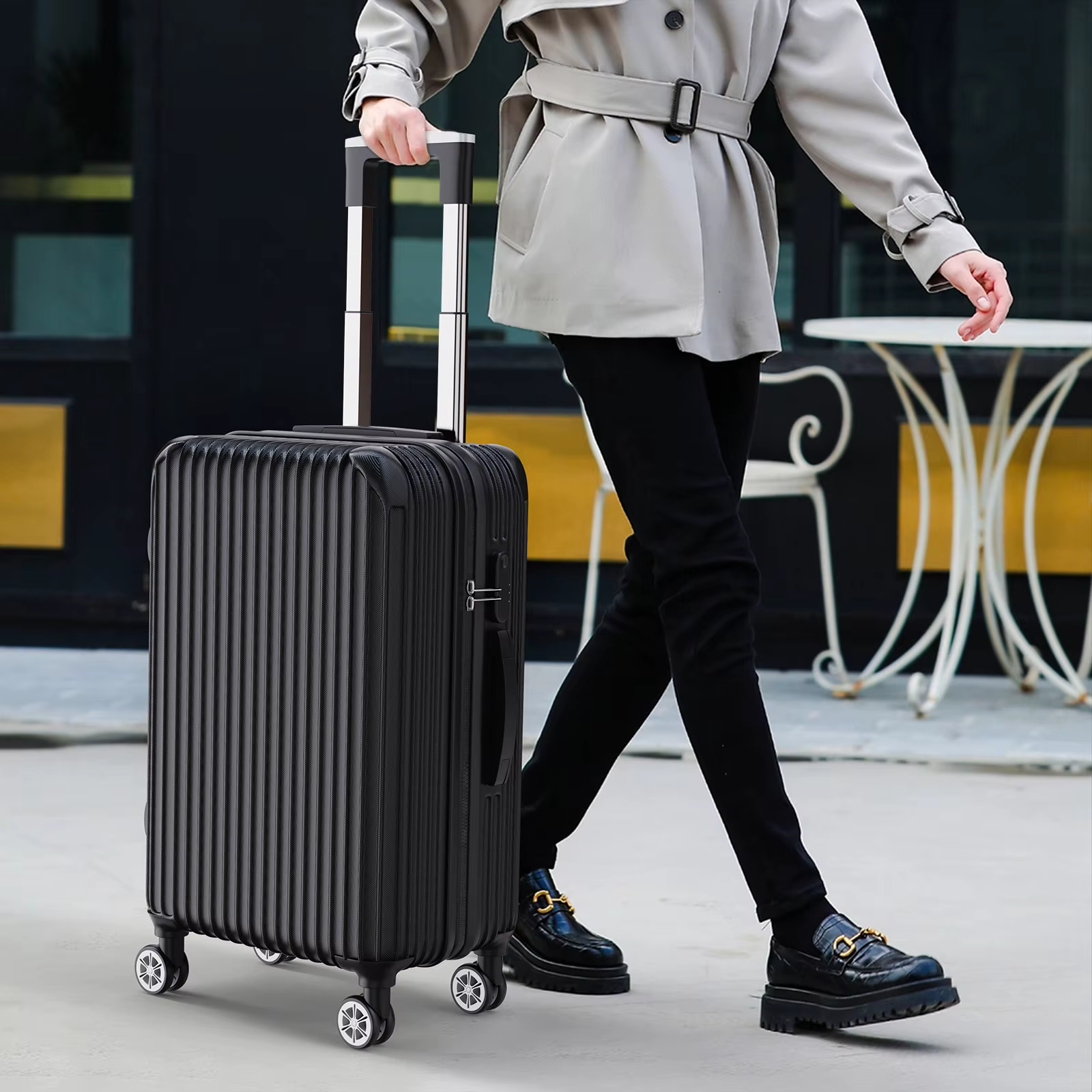 Set de 3 valises rigides ABS, bagage cabine, trolley voyage, 4 roues 360°, M 20'' L 24'' XL 28'', se