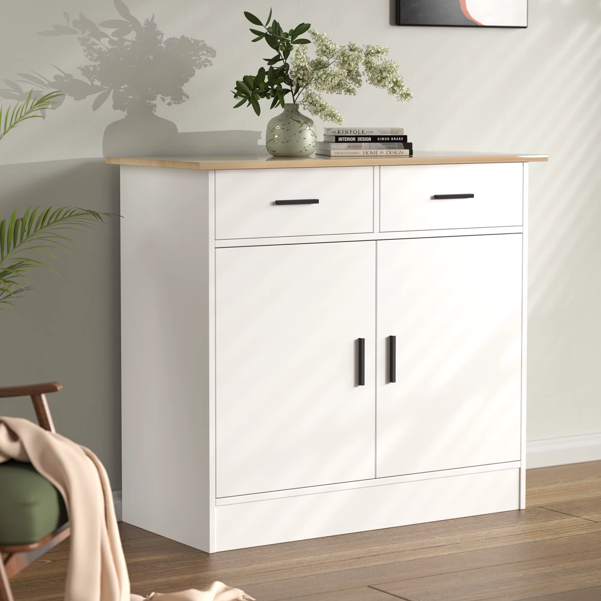 Armoire de rangement de planche avec portes, tiroirs de proximité et étagère flexible, buffet de tab