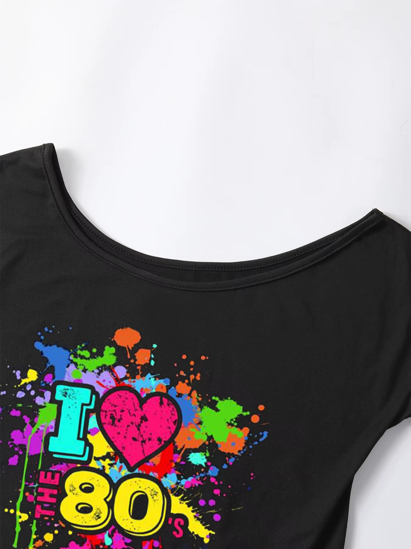 Costume des années 80 pour femme, t-shirt à épaules dénudées, nouveauté, haut néon, vêtements pour C