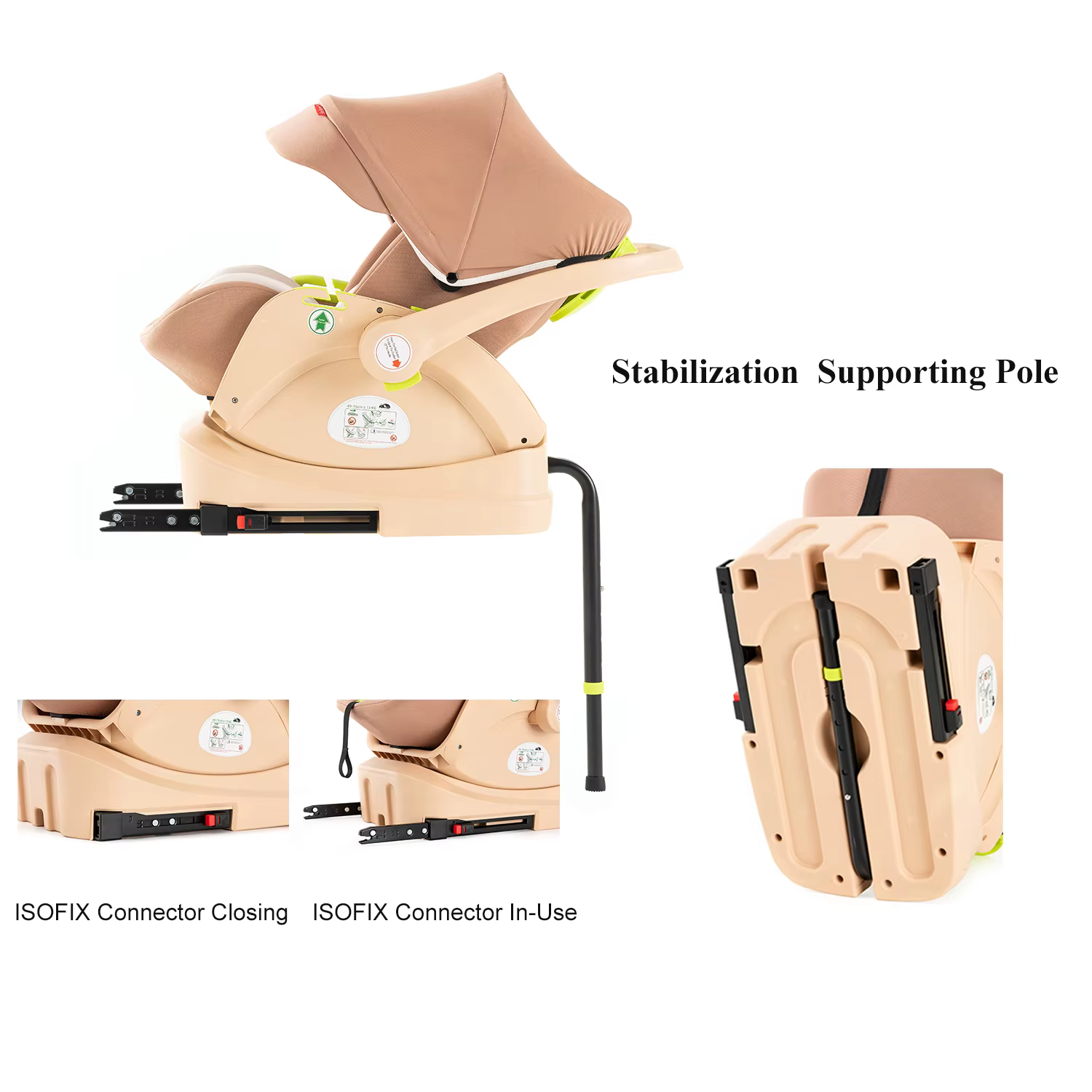 Poussette combinée avec siège auto pour nouveau-né avec base Isofix, poussette 3 en 1 réversible pou