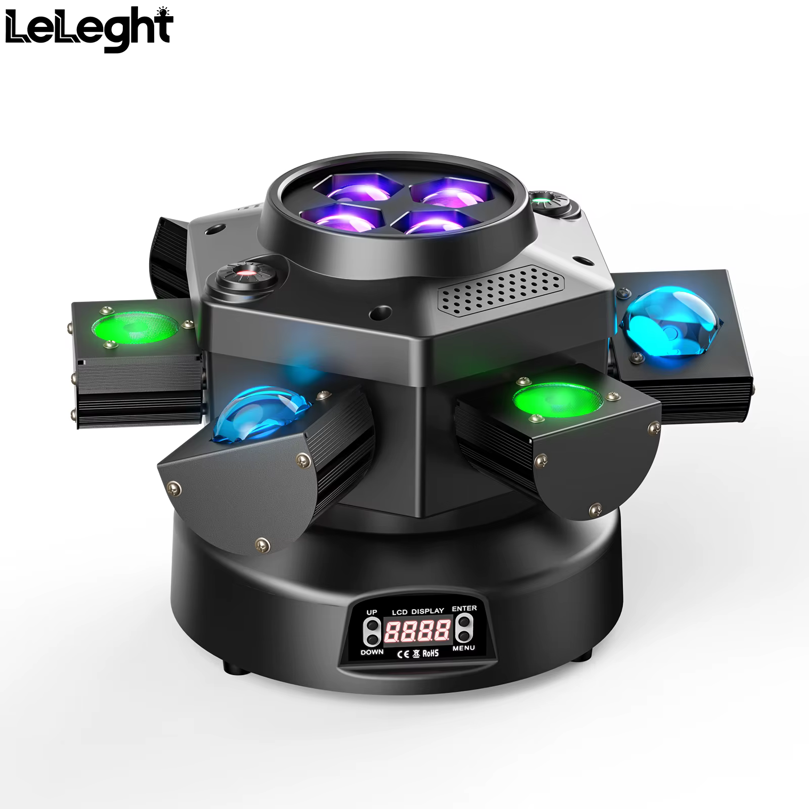 Leleght 200W RGBW 4 en 1 effet de lumière et effet étoilé contrôlé DMX512 activé par le son et maîtr