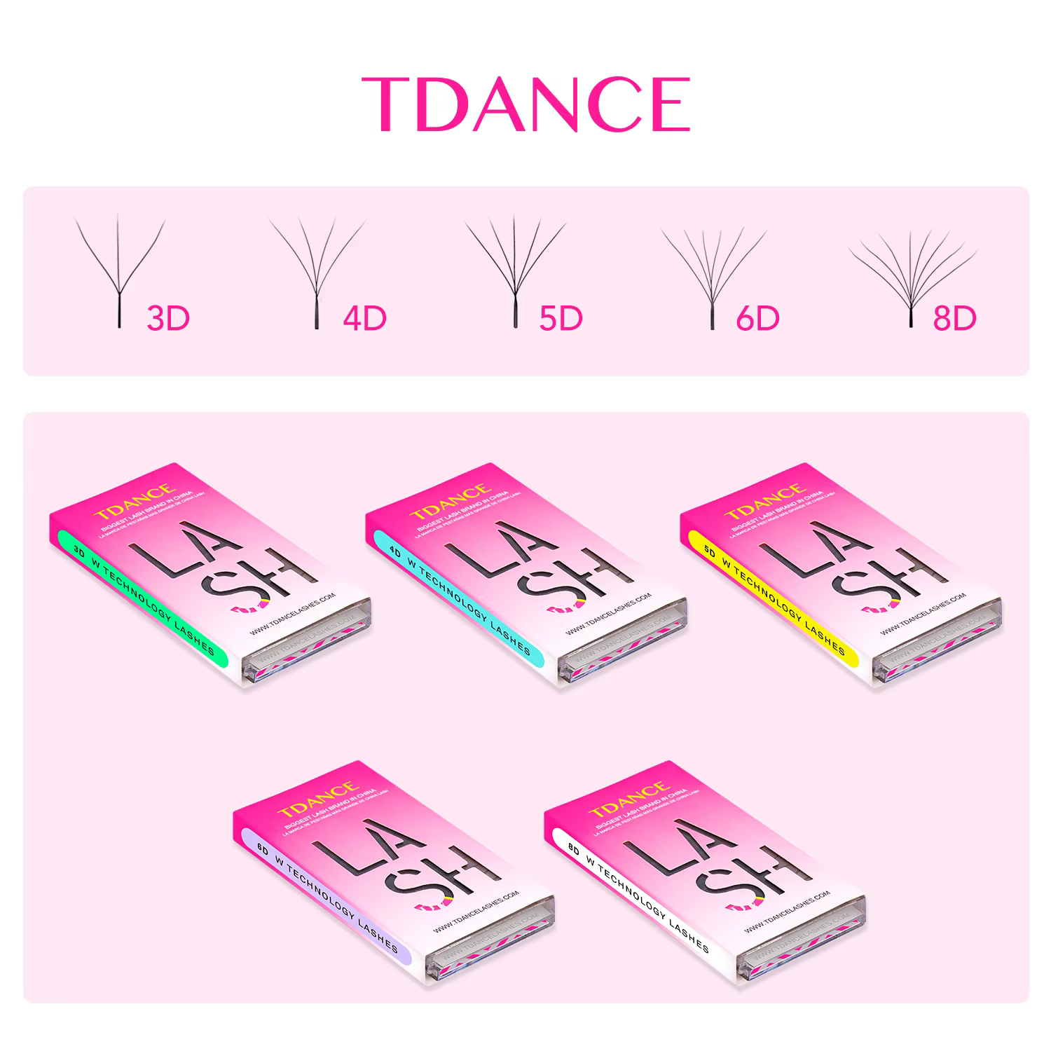 TDANCE 3D 4D 5D 6D ventilateurs préfabriqués Extension de cils W Style Faux vison naturel doux flora