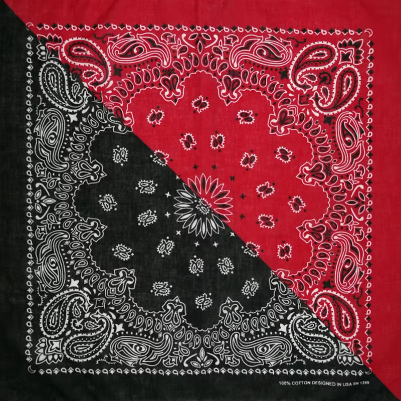 Nouvelle mode Hip Hop 100% coton Bandana carré écharpe 55 cm * 55 cm noir rouge Paisley bandeau impr