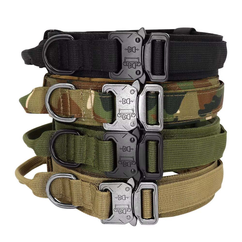 Collier tactique militaire pour chien solide, laisse élastique pour animaux de compagnie, colliers d