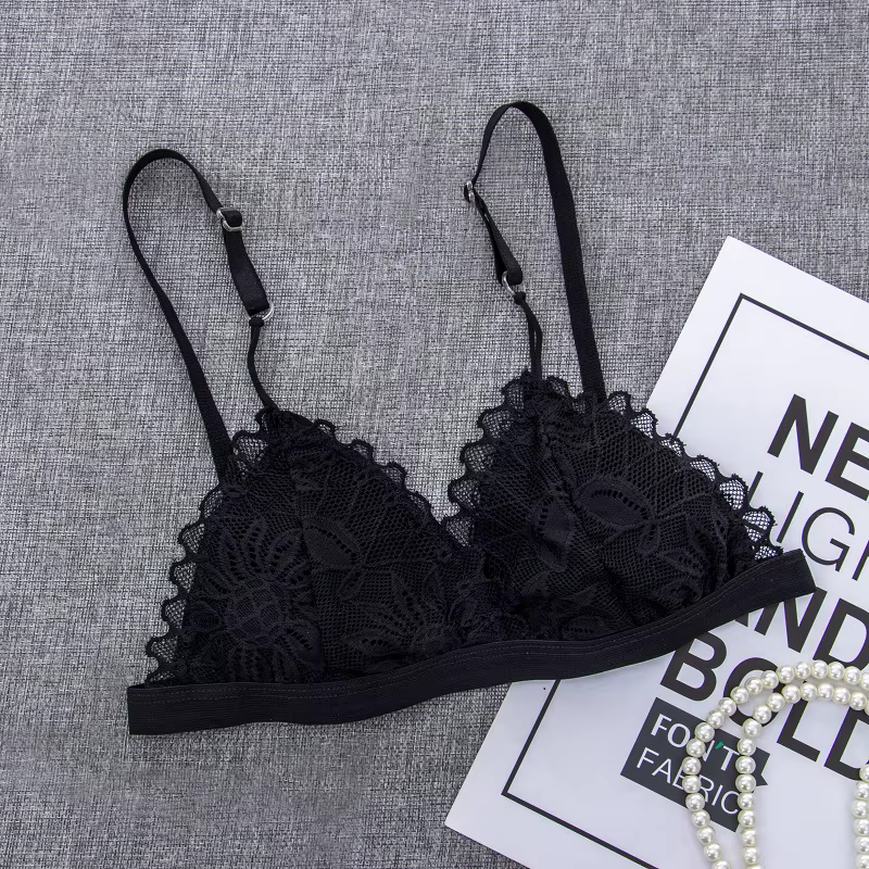Femmes Sexy dentelle soutien-gorge sans fil non rembourré Lingerie florale dentelle Bralette femme U